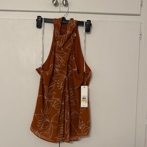 Floral Print Sleeveless Top - Rust